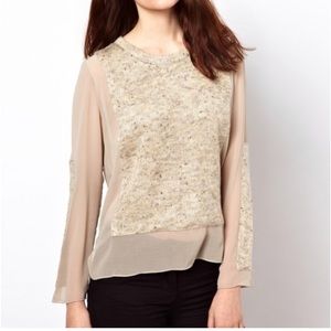 Aryn K New With Tags Cream Long Shear Sleeve Top. Size M